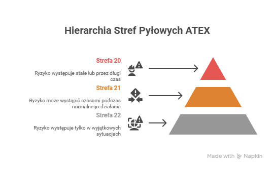 hierarchia stref pyłowych atex